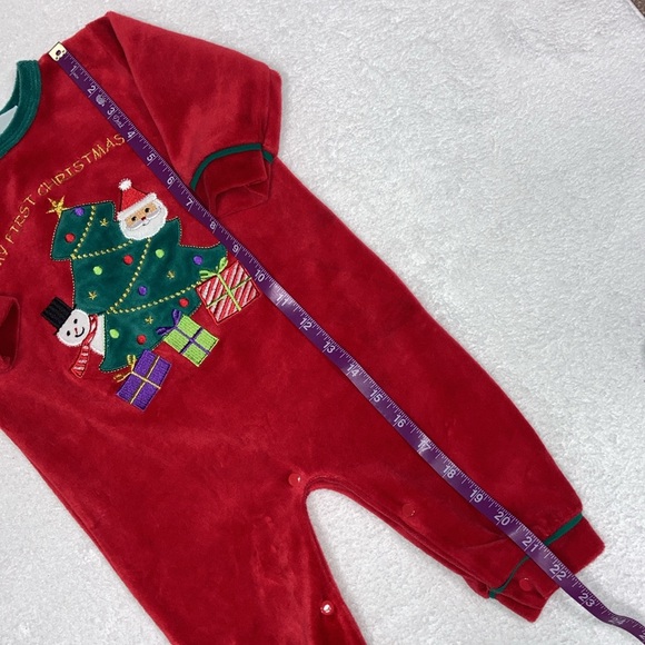 Merry Christmas by just love red velour Christmas tree my first jumpsuit 12m - Picture 3 of 8